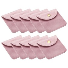 10 Pack 8x8cm Jewelry Pouches with Snap Button Soft Storage Pink