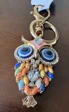 NWT Owl Keychain Multicolor Enamel Crystal Vibrant Stylish Cool Unique Gift