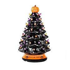 RJ Legend Halloween Ceramic Tree  15" with Pumpkin Head, LED Bulbs, NEW
