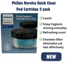Philips Norelco Quick Clean Pod Cartridge (2 pack) NEW Free Shipping!