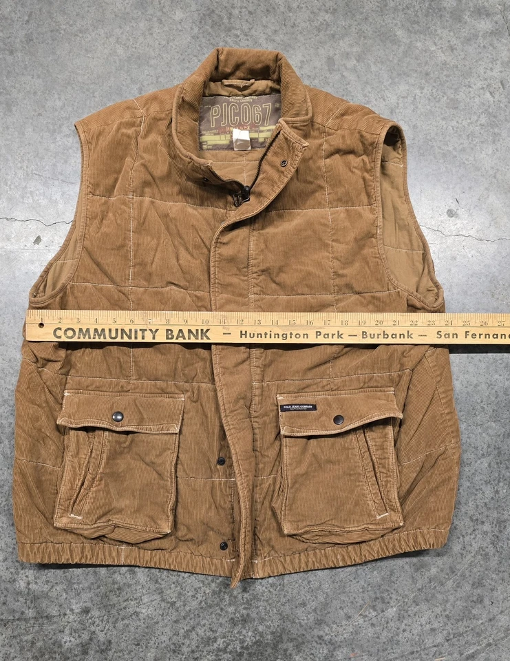 VTG Ralph Lauren Polo Jeans Co Men Corduroy Padded Field Vest Sz XL Brown PJC067 - Image 4 of 4