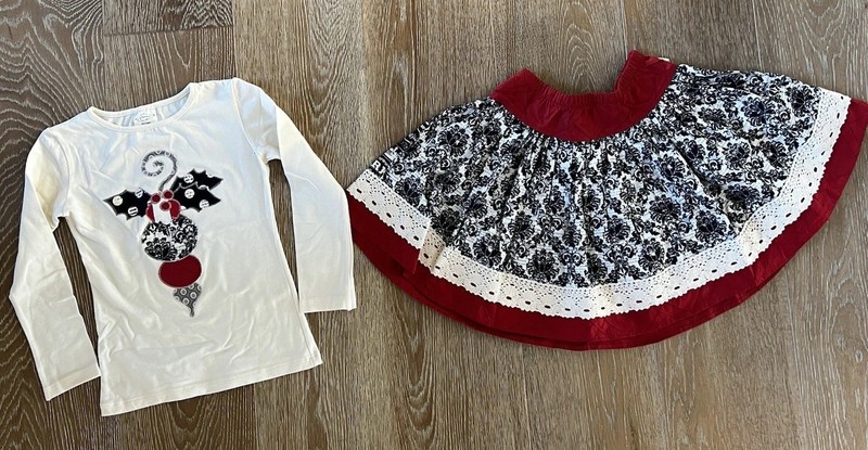 Persnickety Girls Holiday Ornament Top And Skirt Outfit Size 6 EUC