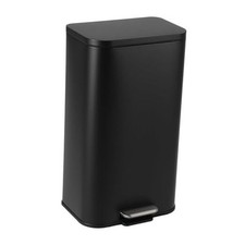 8 Gallon Brushed Stainless Steel Trash Can with Soft-Close Lid, Black30L