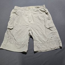 Cabelas Casuals Mens Tan Cargo Shorts Size Medium Nylon Outdoor Adventure