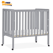 Lee Portable Folding Mini Crib with 1.5-Inch Mattress, Grey     