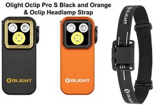 Olight Oclip Pro S Black Orange EDC Clip Flashlights w/Headlamp Strap, 600 Lu