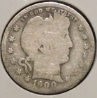 Silver Quarter - Barber - 1900-S (Ex-tape obverse)
