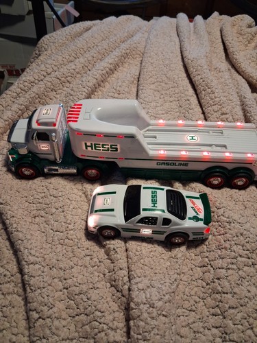Tested And Working 1991 Hess Toy Truck Hauler And 2011 Race Car With Lights