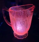 Vintage Selenium Pink Depression Glass Cherry Blossom 7" Tall Pitcher