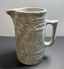 Red Wing Pottery Spongeware Pitcher Cherry Band Blue & White 6.5”