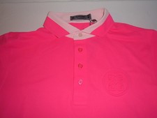 G/Fore 3D Big Logo Golf Polo Shirt Solid Hot Pink Sz M NWT