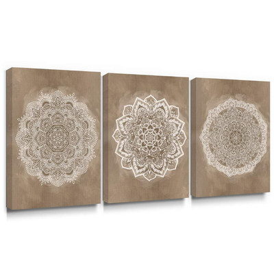 Kunstdrucke Auf Leinwand Mandala Blume Boho Deko Set von 3 Paar