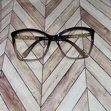 swarovski Eyeglass Frames women Brown Ombre Frame Yellow Crystal Sides