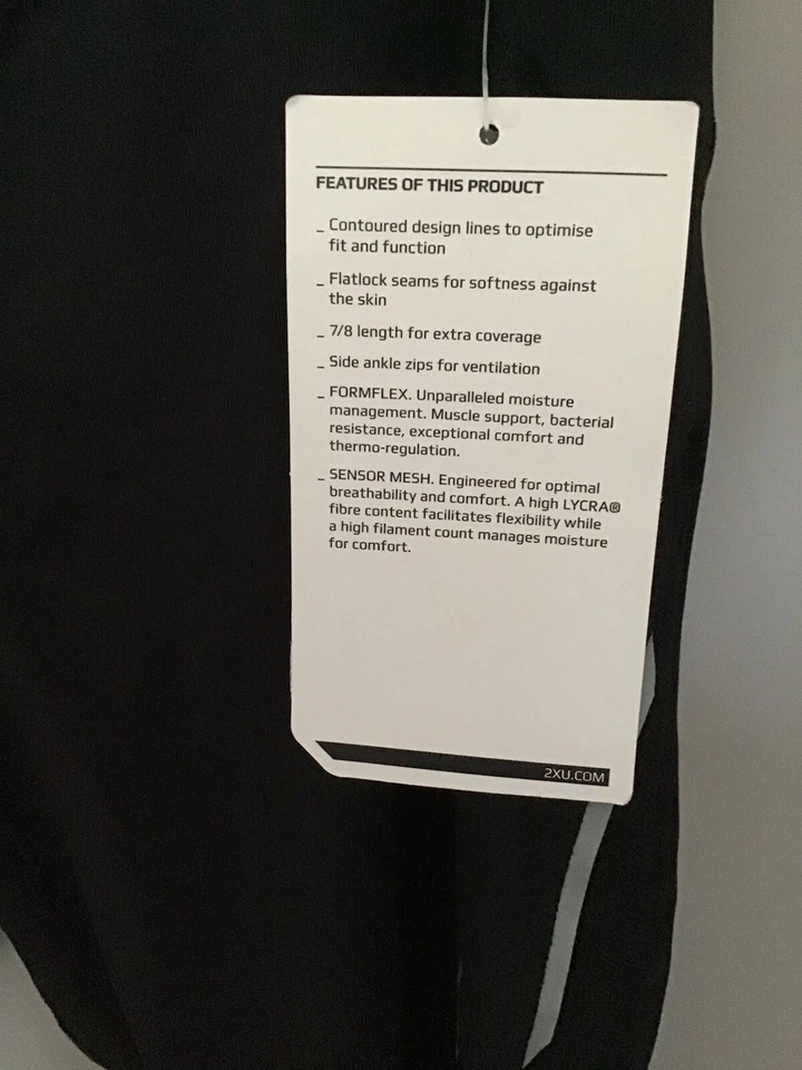 NWT 2XU Trainer 7/8 Tights  Leggings WR2530b Black/Black Womens Size Small B7 - Image 3 of 4