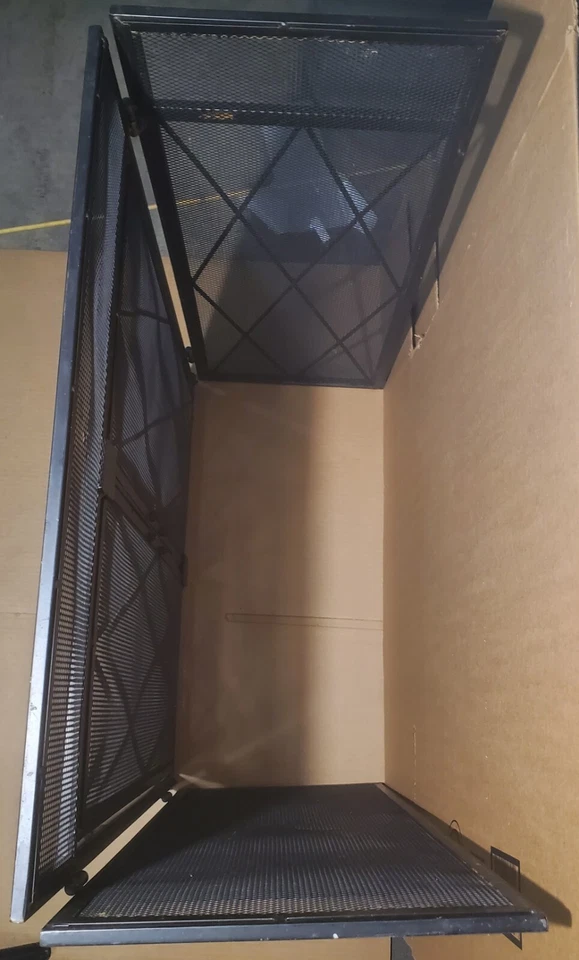 Modern Iron Folding Fireplace Screen with Door Antiqued Bronze & Black Very Nice - Image 4 of 4