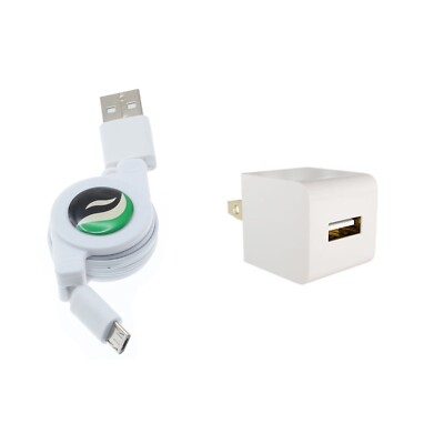 Home Charger Retractable Micro USB Cable Power Adapter Cord Wall AC for Tablets