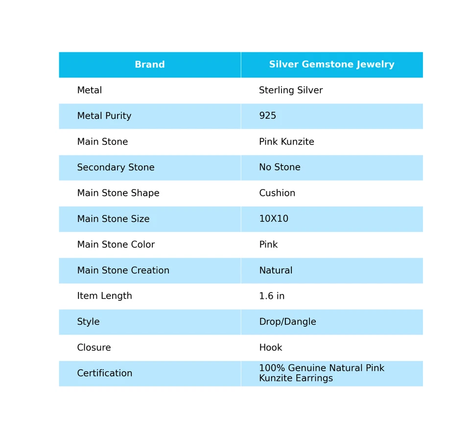 天然Kunzite宝石吊坠/吊坠粉色耳环925纯银首饰 — 第 2/4 张图片