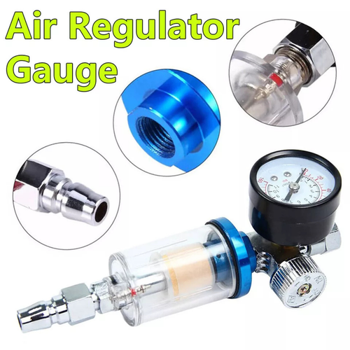 Air Pressure Regulator Paint Gun Filter New 1/4" Spray Gun Air Regulator Gauge - Picture 2 of 4