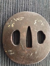Japanese Antique Tsuba of Katana Samurai Sword Guard Iron Rare Design 69-E12