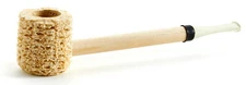 Missouri Meerschaum Short Stop Straight Ivory Color Stem Corncob Pipe - 5618