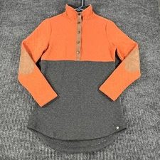 Marley Lilly Sweatshirt Womens XS Extra Small Orange Long Sleeve 1/4 Snap Casual