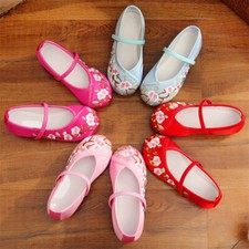 Chinese Flower Embroidery Hanfu Flat Shoes Princess Girl Ancient Ethnic Style