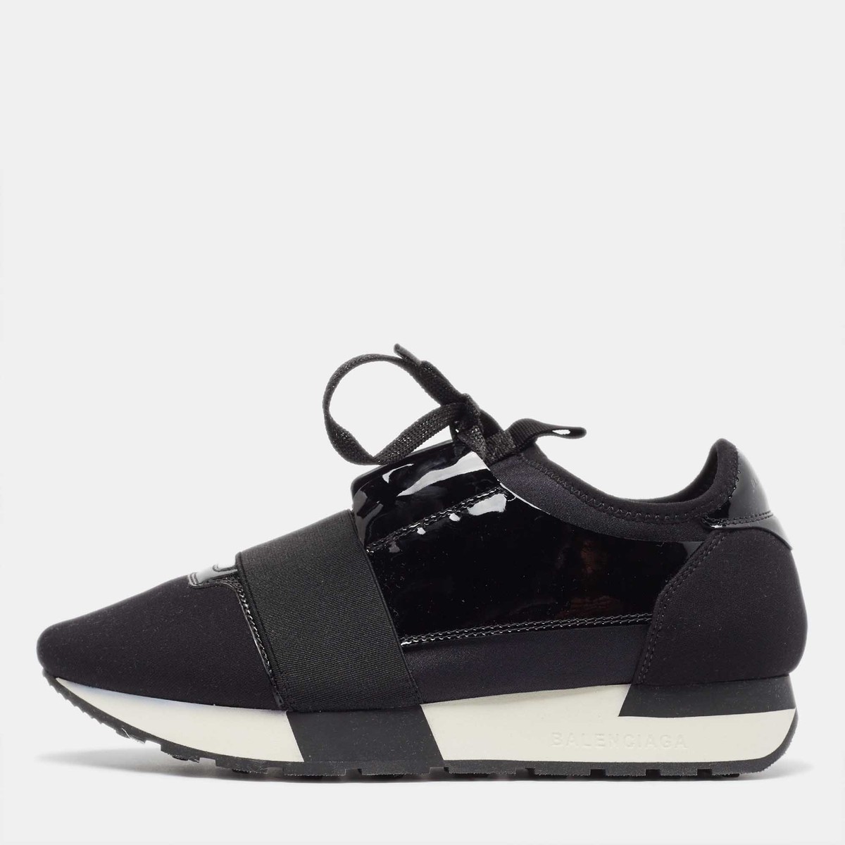 Balenciaga Black Patent and Fabric Race Runner Sneakers Size 37 | eBay