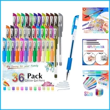 Aen Art Glitter Gel Pens for Adult Coloring Books, 36 Colors Gel Marker Set C...
