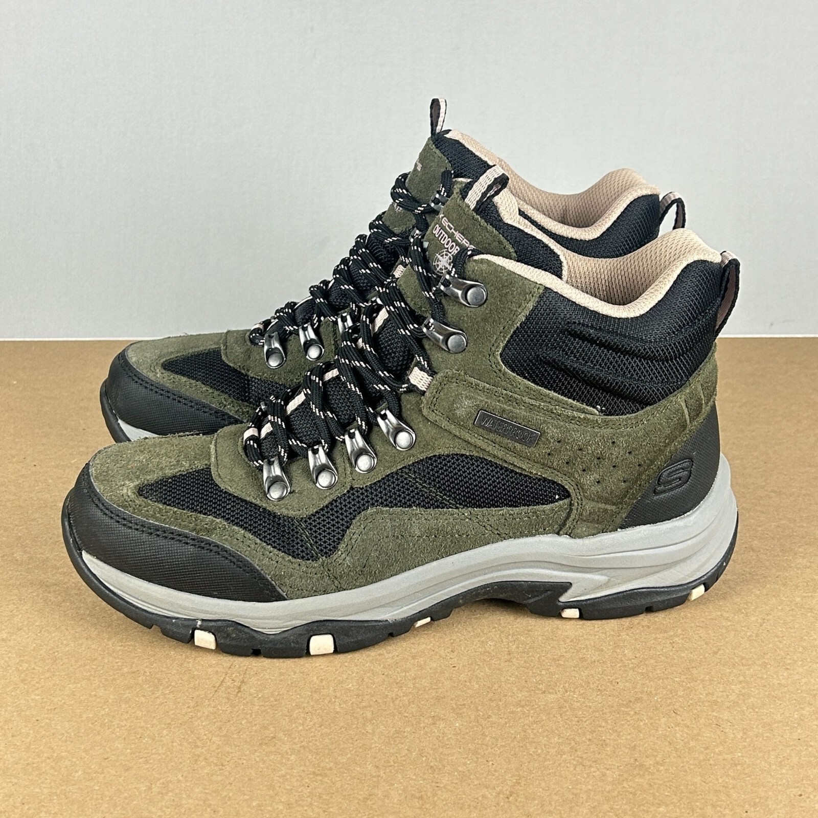Skechers Trego Base Camp Waterproof Hiking Boots Womens Olive
