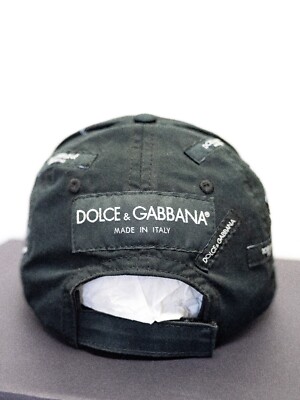 DOLCE GABBANA LOGOMANIA Black Logo Label Tag Baseball Cap Hat Size
