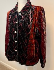 Coldwater Creek Plush Velvet Quilted Jacket Petite Large Classic Button Front