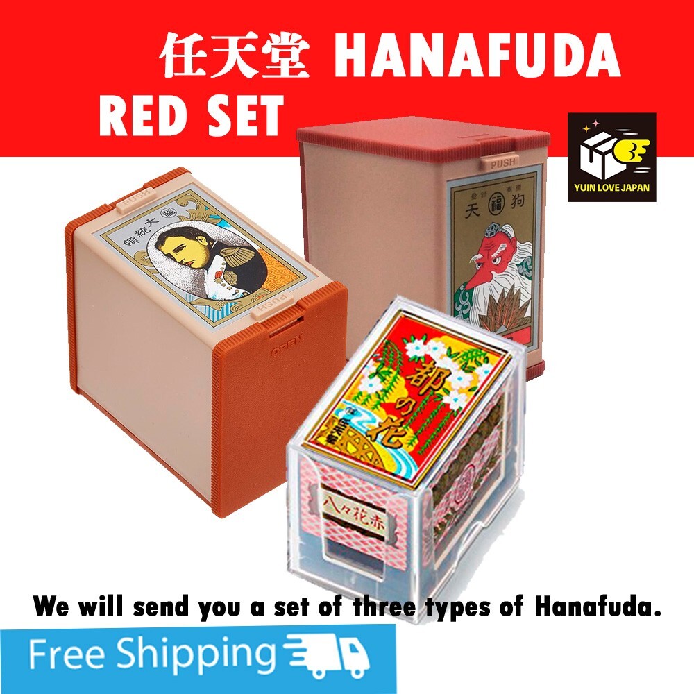 Nintendo Hanafuda Japanese Playing Cards Flower Cads /RED 3 SET