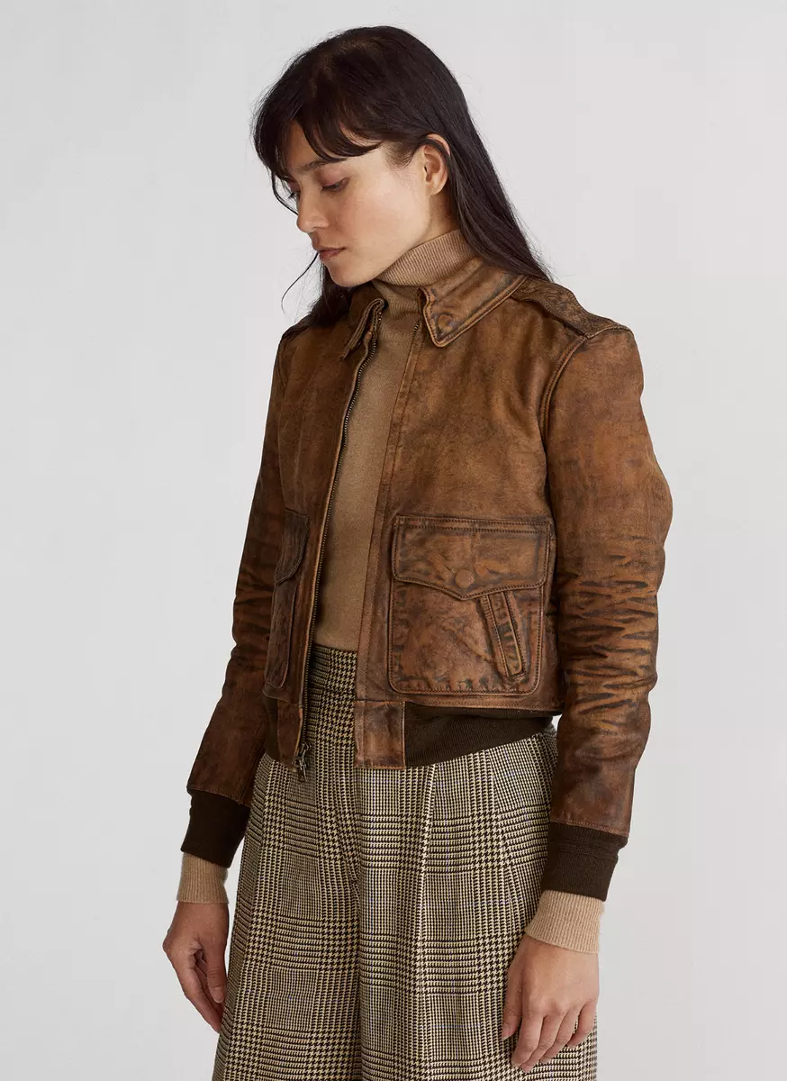 calina Posicionamiento en buscadores Indica Women&#039;s Polo Ralph Lauren Distressed Painted Leather Bomber Jacket New  $998 | eBay