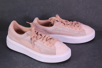 Puma Sneaker Suede Platform Pebble Sportschuhe Gr. 37 rosa weiß Leder SB2455