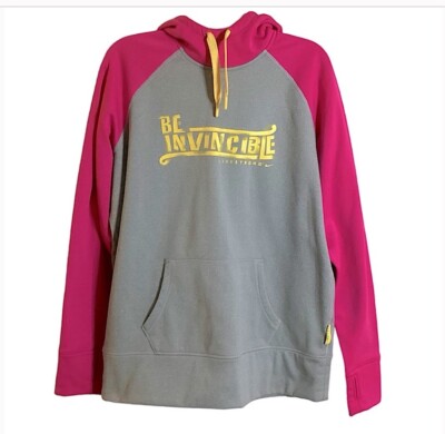 NIKE Livestrong Be Invincible Hoodie Sweatshirt Pink Gray Therma Fit Size XL