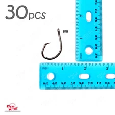 30pcs 6/0 Fish WOW! Fishing 4x strong Offset circle hook black nickel Beak Point