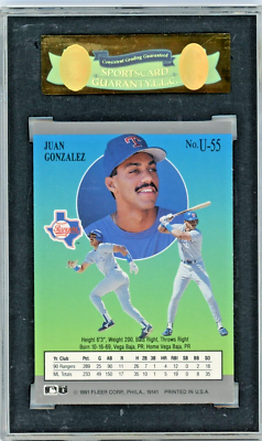 1991 Fleer Ultra Update Juan Gonzalez #U-55 SGC 92 | eBay