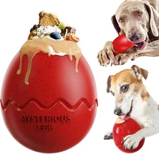 Fillable Dog Chew Toy Interactive Dog Slow feeder Indestructible Hard Rubber Red