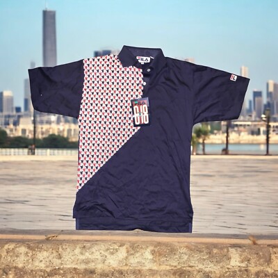 VTG 90s FILA 918 Graphic Pattern Tennis Polo Men s S New Dead Stock