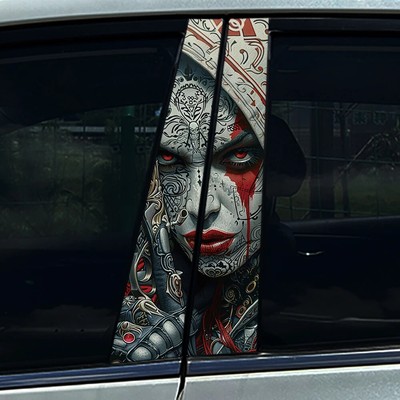 2 Adesivi Joker Nero Opaco + 2 Scritte Rosso Carminio – Pellicola Auto, Finest-Folia