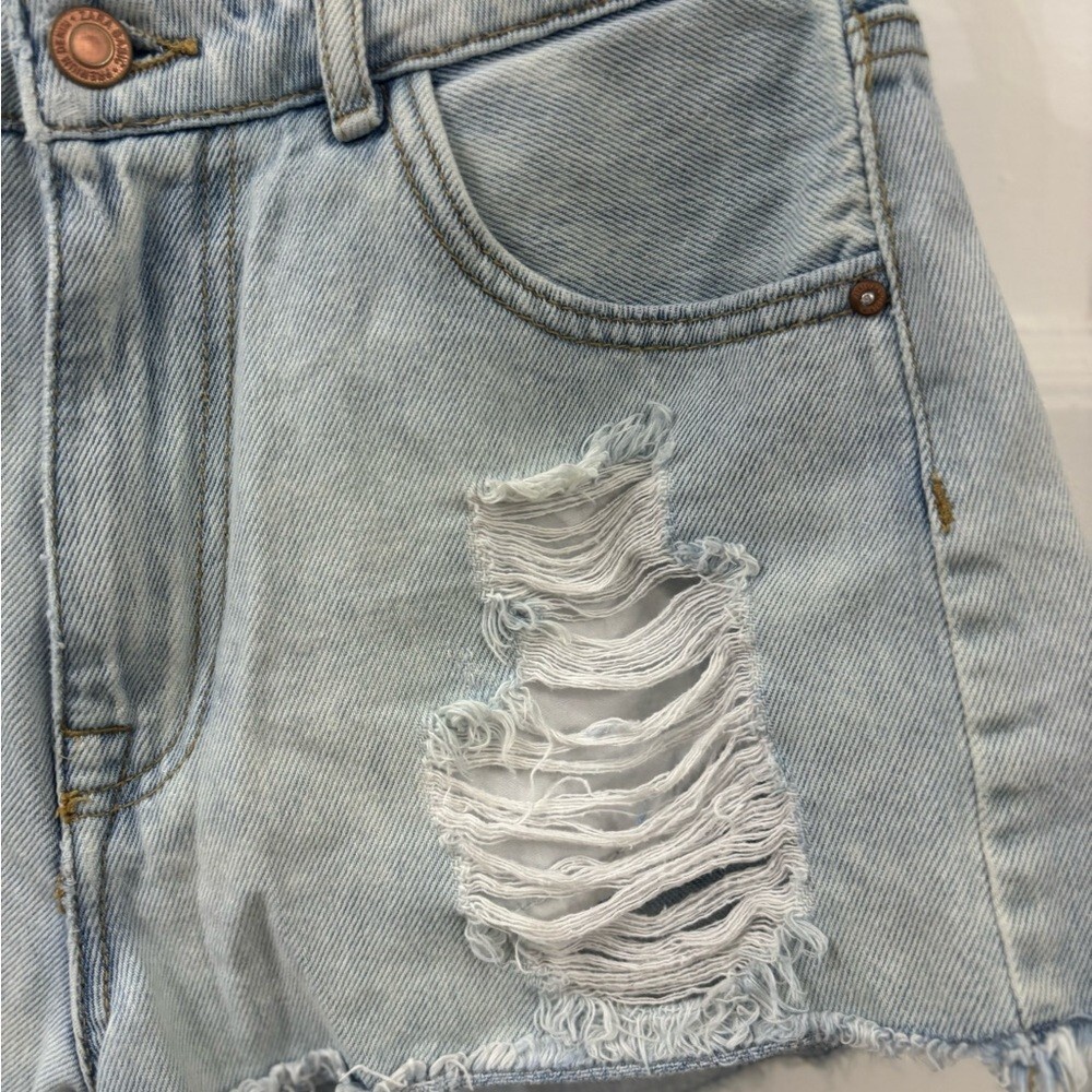 Zara Basic distressed High Rise Light Denim Jeans Sz 4 thumbnail 11