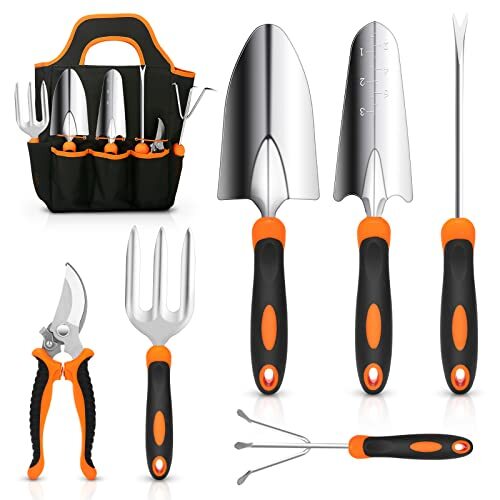 Garden Tool Set, Stainless Steel Heavy Duty Gardening Tool Set, with Orange - Bild 1 von 7