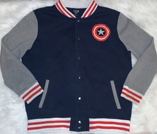 Chaqueta Capitán América Marvel Para Hombre Talla XL Universitaria Abotonada Superhéroe Dibujos Animados