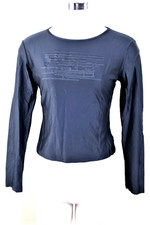 FENDI Logo Black Nylon Long Sleeve Shirt Top Blouse Small 0 2 3 4