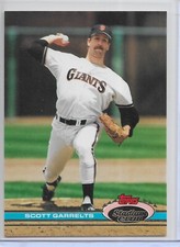 1991 Stadium Club Baseball Scott Garrelts Card # 182 Rare Variation F Copyright