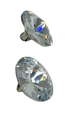 Vtg Lot of 2 Ricki Lang Silver tone Metal Crystal Diamond Shape 1/2'' buttons 