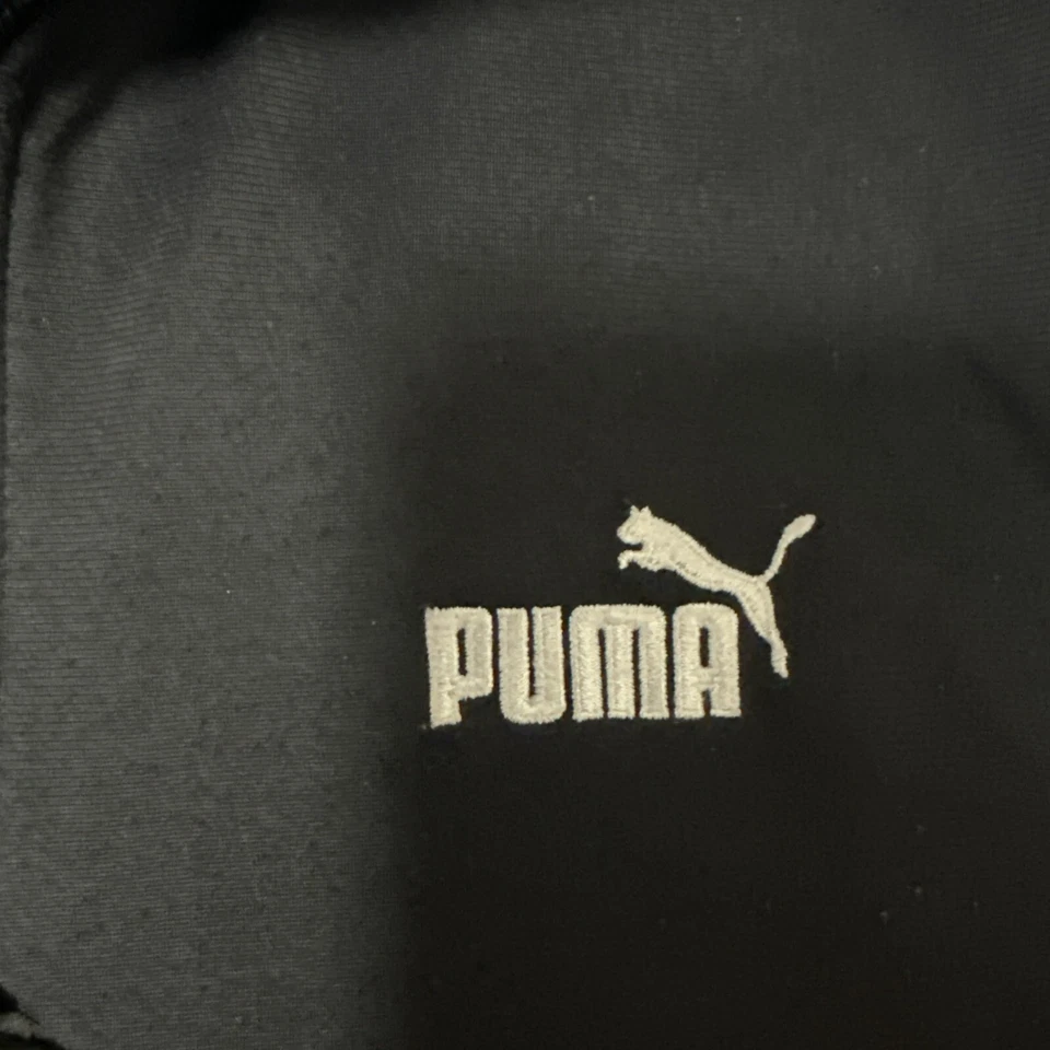 VINTAGE XL MEN’S PUMA POLYESTER FULL ZIP LOGO TRACK JACKET BLACK WHITE 90s 2000s - Image 3 of 4