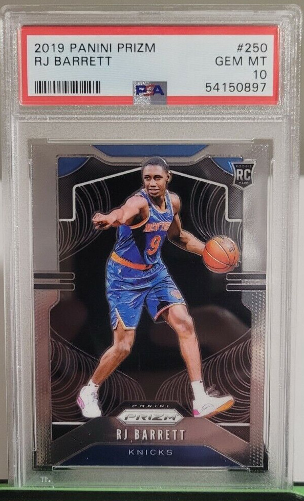 RJ BARRETT PSA 10 2019 PANINI PRIZM BASKETBALL #250 ROOKIE KNICKS GEM RC
