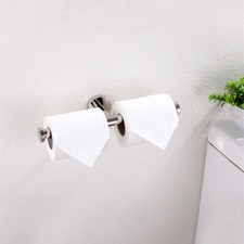 Bathroom Tissue Paper Holder Chrome Wall Mount Double Toilet Roll Paper Holder