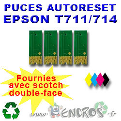 Puces Auto-Reset Epson T0711 A T0714 rechargeables pour économiser l'encre